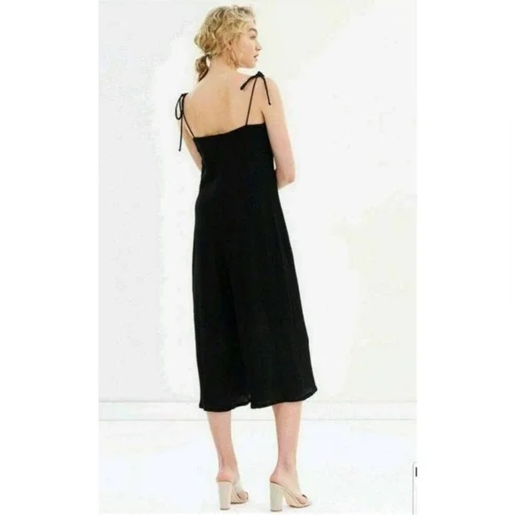 Bec & Bridge Emilie Jumpsuit Tie Strap Crinkle Textured Crepe Cropped Wide Leg 2 - Picture 3 of 6